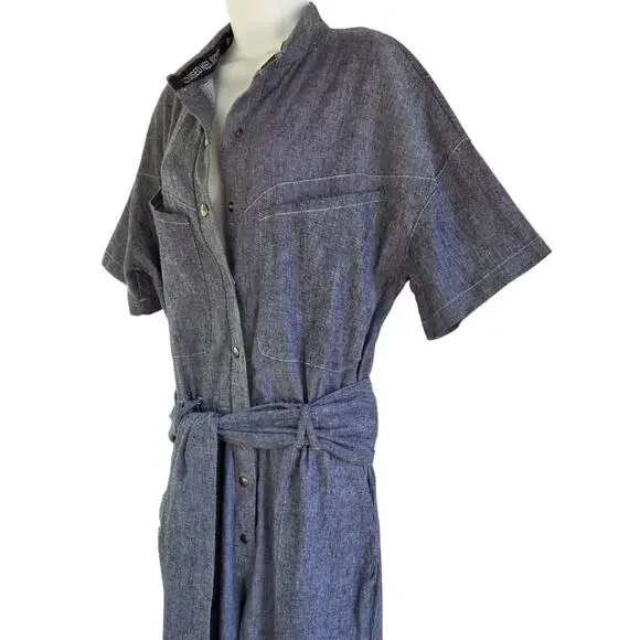 SJR Utility Jumpsuit L Chambray Boiler Suit Streetwear Cool Bruised Heel Society
